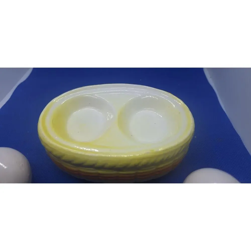 Antique Egg Salt & Pepper Yellow Nest Basket Ceramic Farm Table Decor 1903
